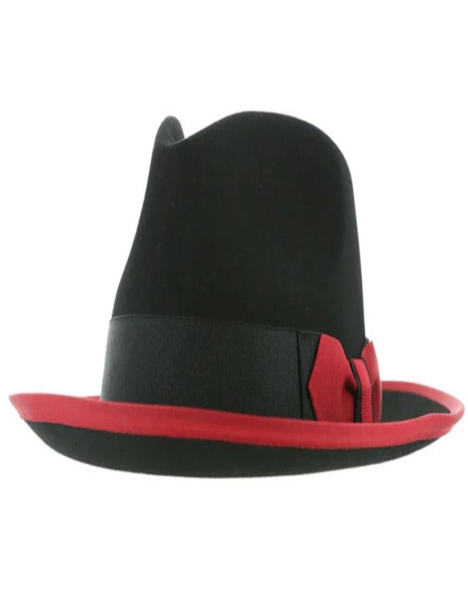 Black and Red Dress Hat 1920s Fedora Style - Men's Classic Two Tone Trilby Fedora Dress Hat in Black and Red - USA Men's Outlet