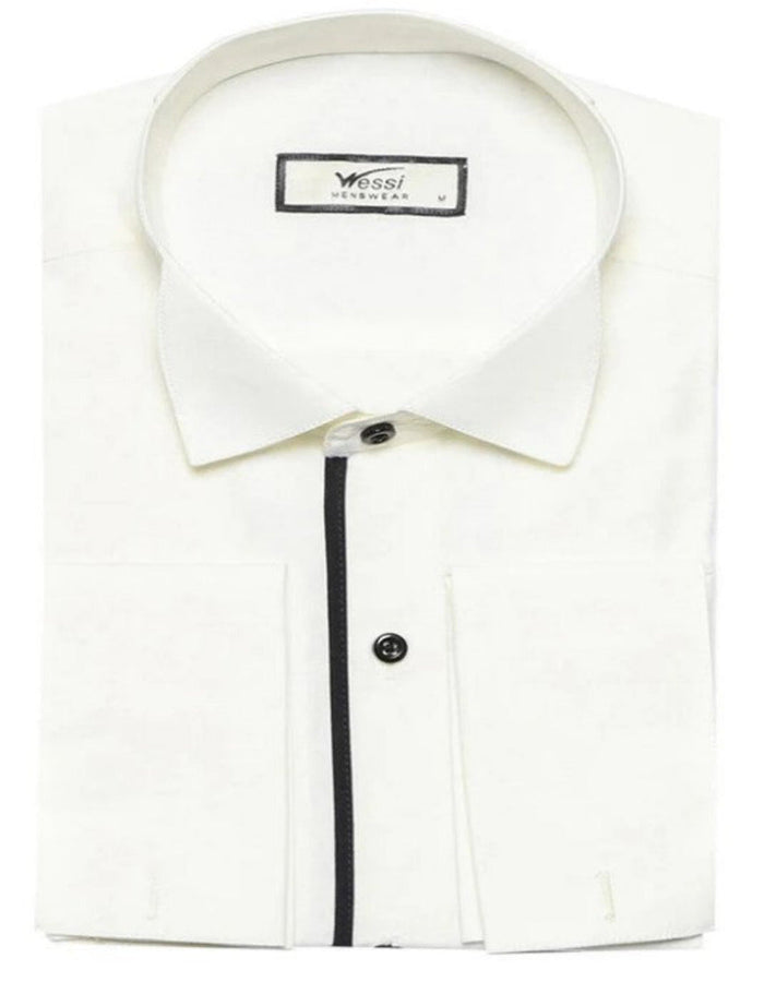 Cream Tuxedo Shirt by USA Men's Outlet