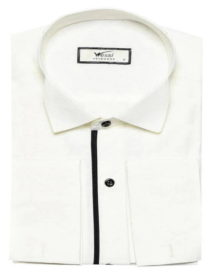 Cream Tuxedo Shirt by USA Men's Outlet