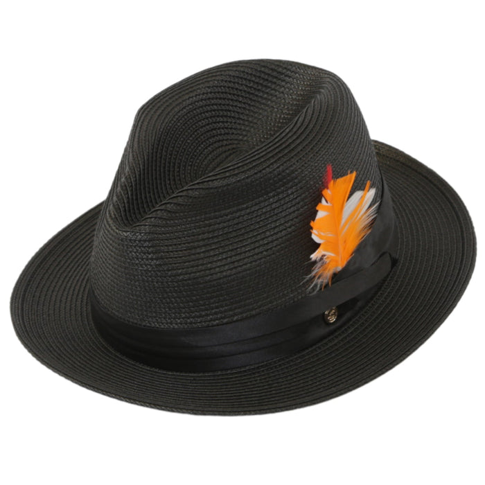 Tapa Crushable Straw Hat Fedora in Black by Ferrecci USA