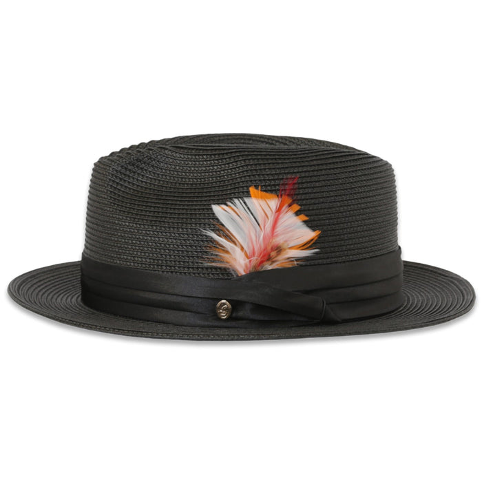 Tapa Crushable Straw Hat Fedora in Black by Ferrecci USA