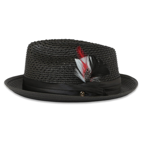 Castor Crushable Straw Hat Fedora in Black by Ferrecci USA
