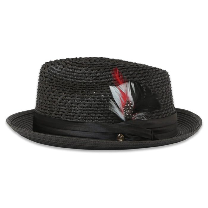 Castor Crushable Straw Hat Fedora in Black by Ferrecci USA