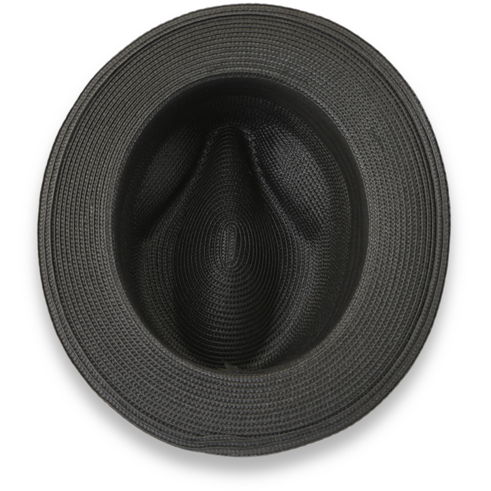 Tapa Crushable Straw Hat Fedora in Black by Ferrecci USA