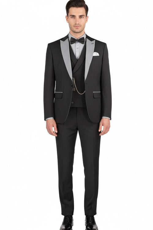 Black 1-Button Peak Tuxedo
