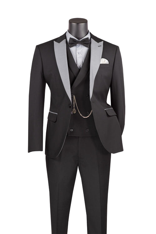 Black 1-Button Peak Tuxedo