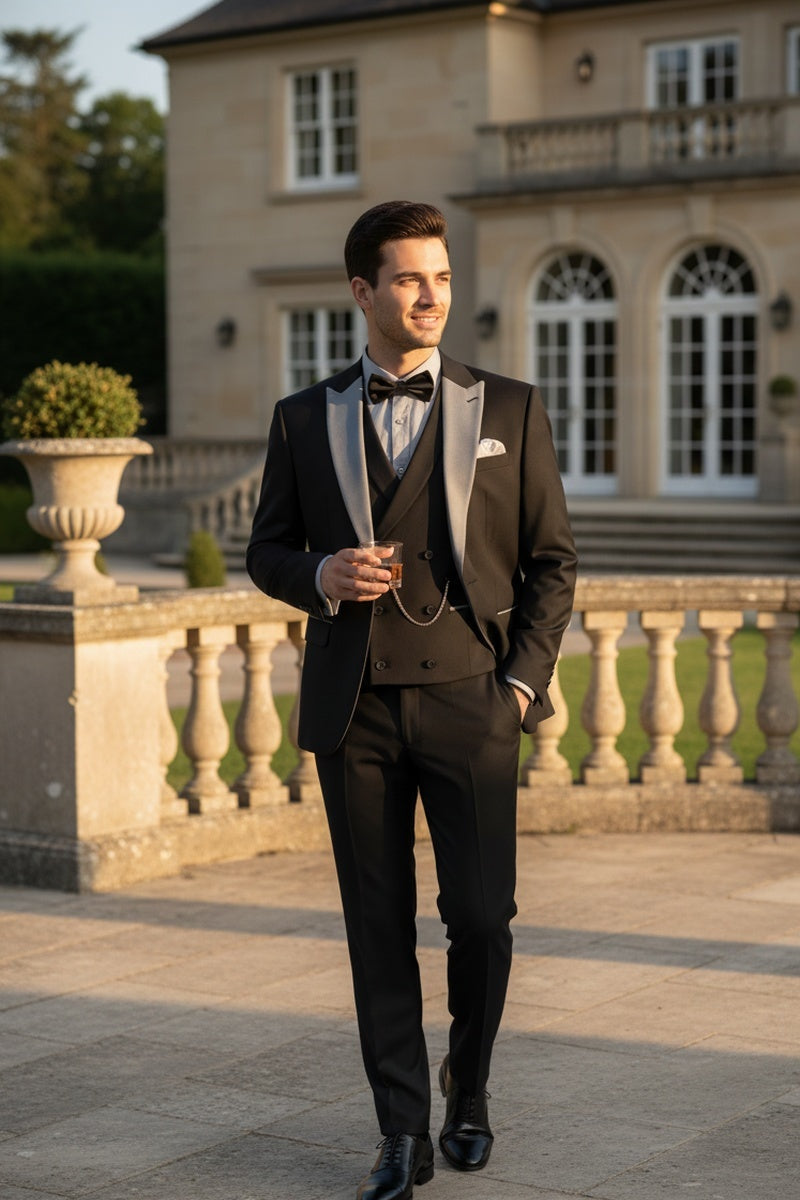 Black 1-Button Peak Tuxedo