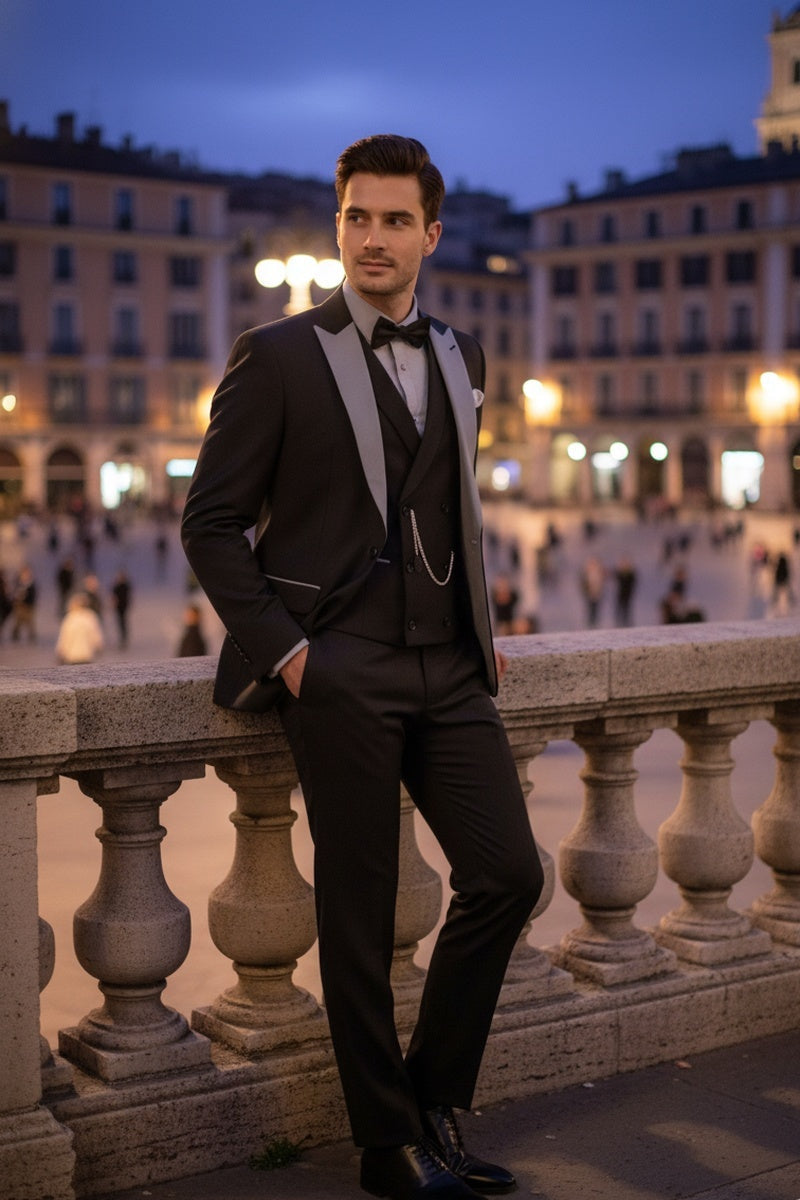 Black 1-Button Peak Tuxedo