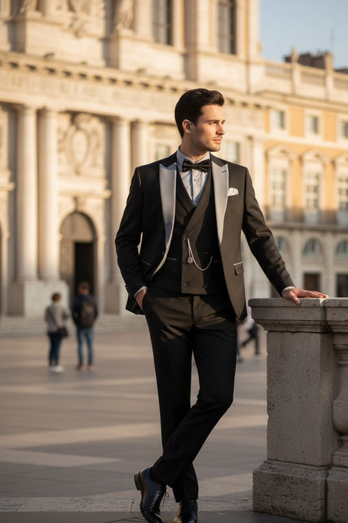 Black 1-Button Peak Tuxedo