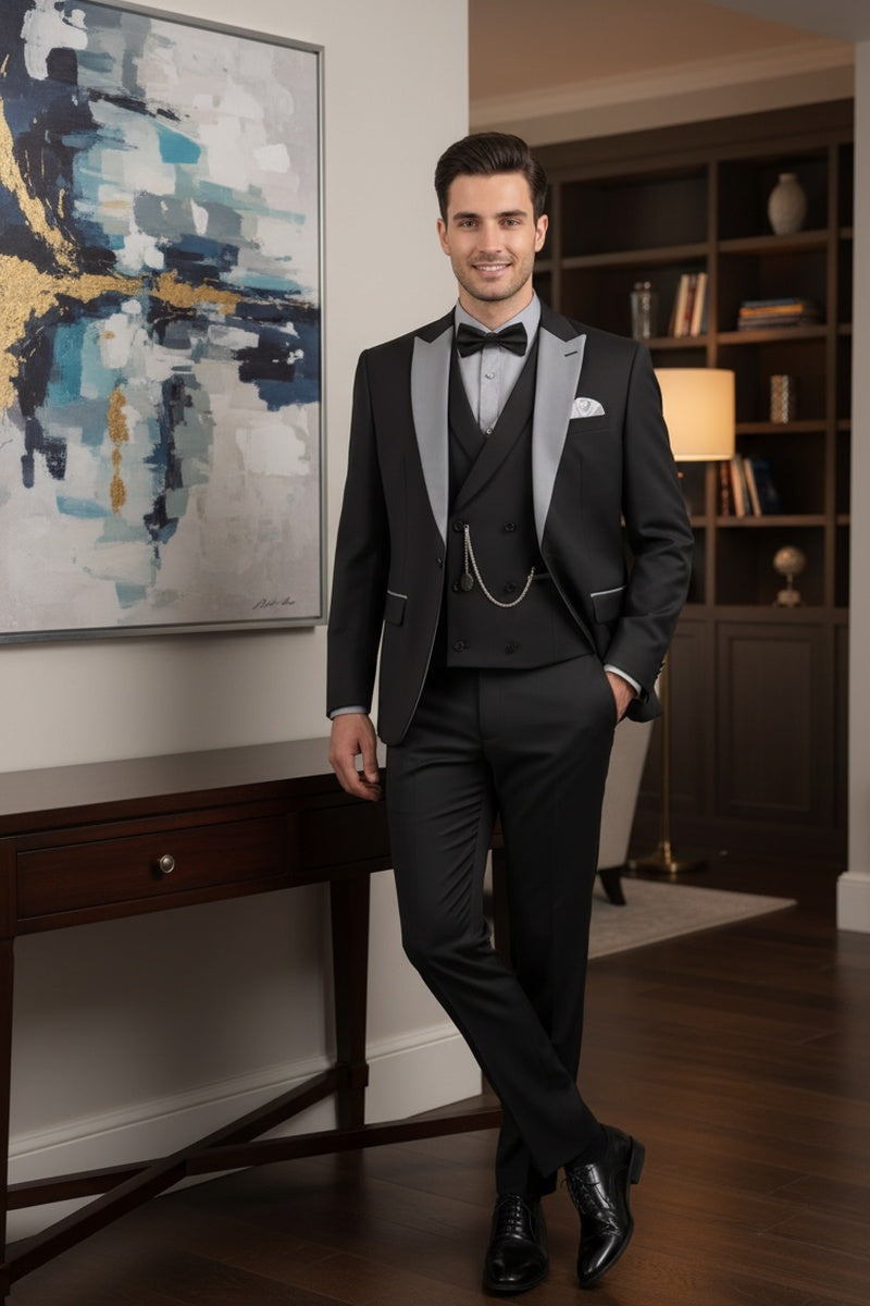 Black 1-Button Peak Tuxedo