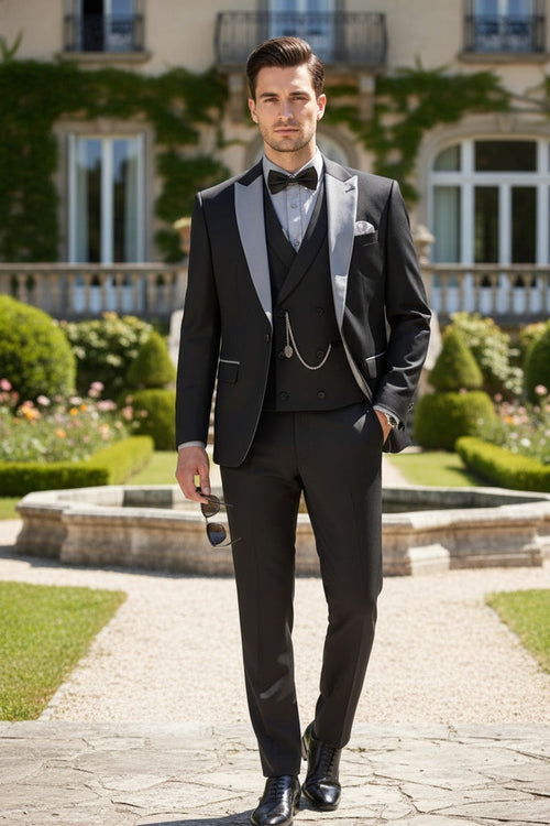 Black 1-Button Peak Tuxedo