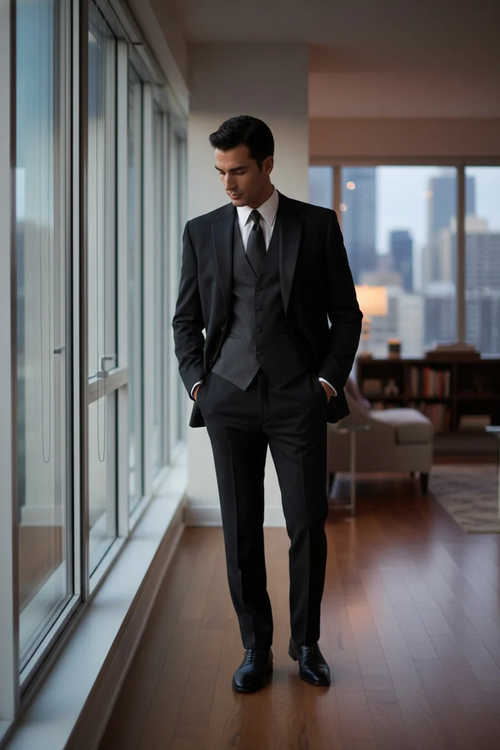 Black 2-Button Notch Tuxedo