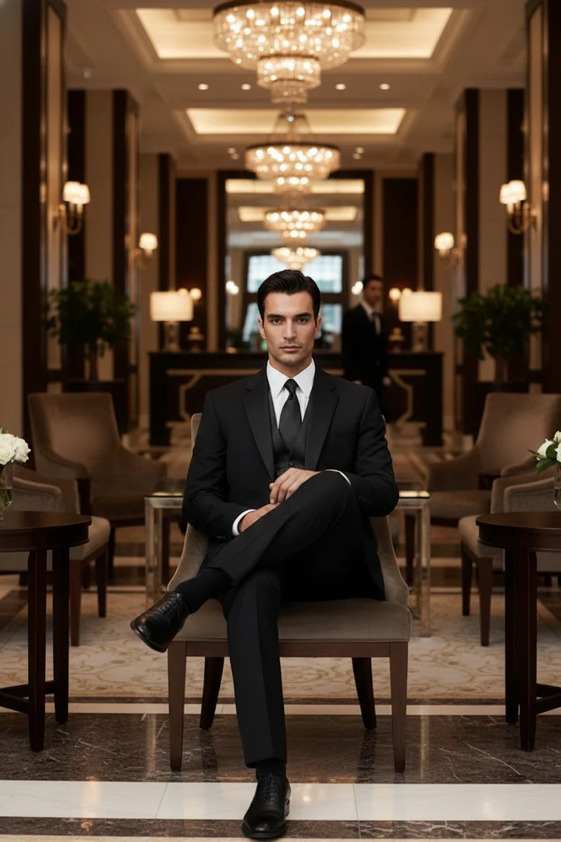 Black 2-Button Notch Tuxedo