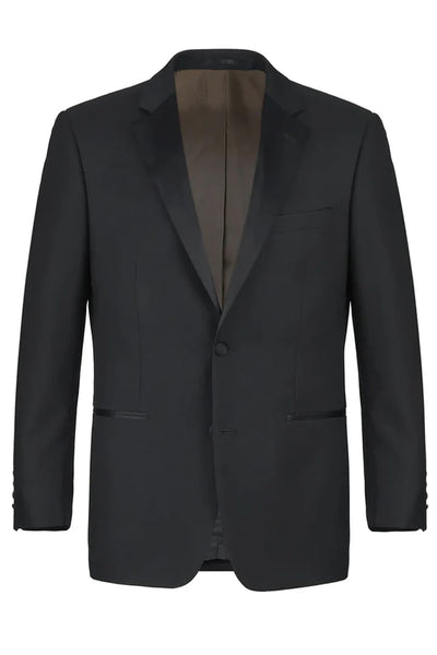 Black Prom Suit - Mens Traditional Two Button Classic Fit Notch Lapel Black Tuxedo