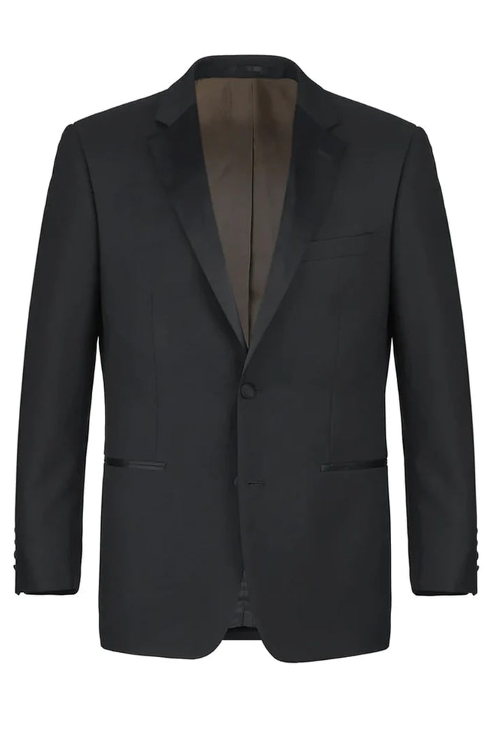 Black Prom Suit - Mens Traditional Two Button Classic Fit Notch Lapel Black Tuxedo