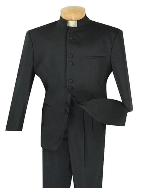 Cheap Tuxedos - Affordable Prom Suit - Mens Classic 8 Button Mandarin Collar Black Suit Affordable Prom Suit