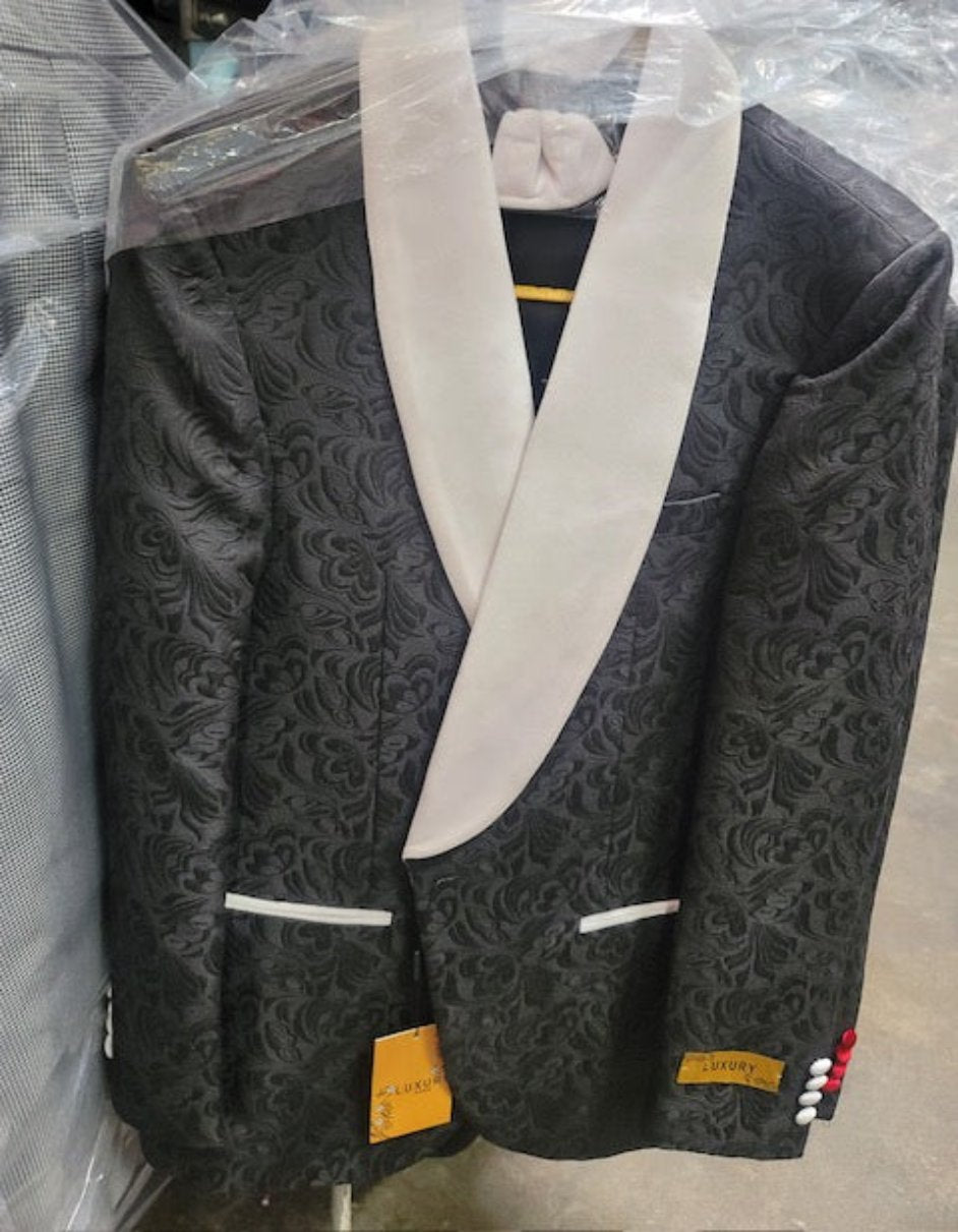 Black and White Tuxedo - Two Toned - Wedding or Prom Chest Pocket Suit - Men's Tuxedo USA – SuitUSA