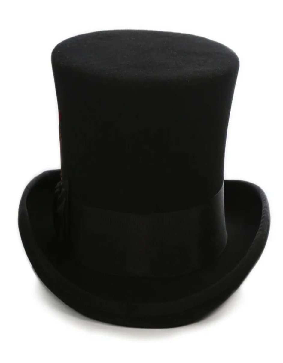 Victorian Steampunk Top Hat - 1800 19th Century - Dressy Loden Felt Top Black Hat by USA Men's Outlet – SuitUSA
