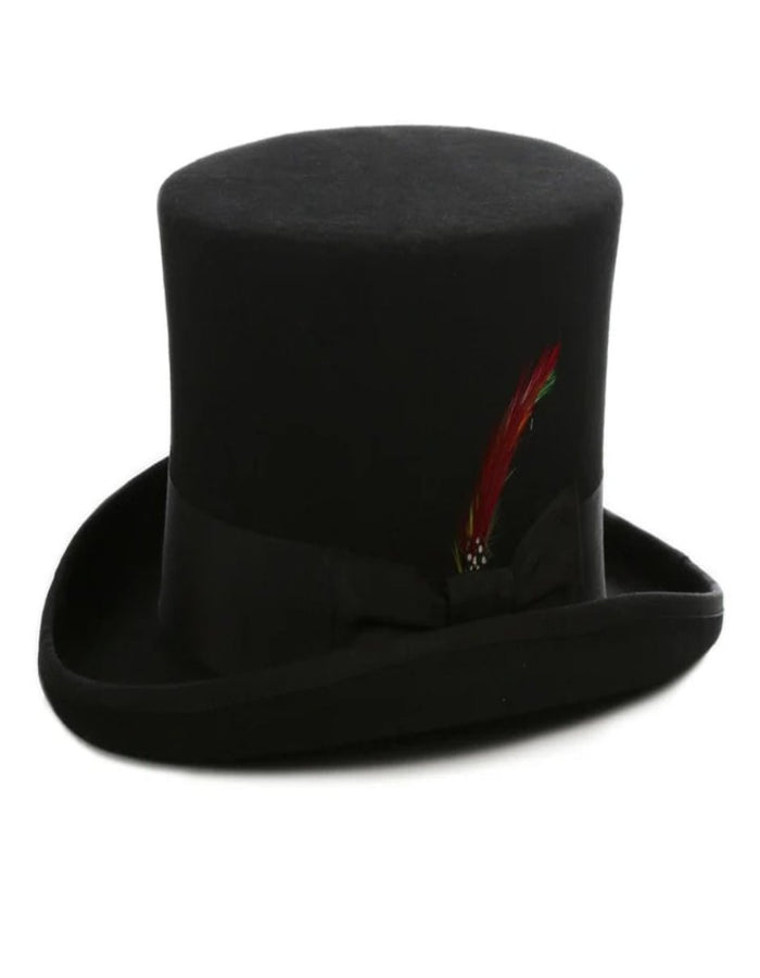 Victorian Steampunk Top Hat - 1800 19th Century - Dressy Loden Felt Top Black Hat by USA Men's Outlet