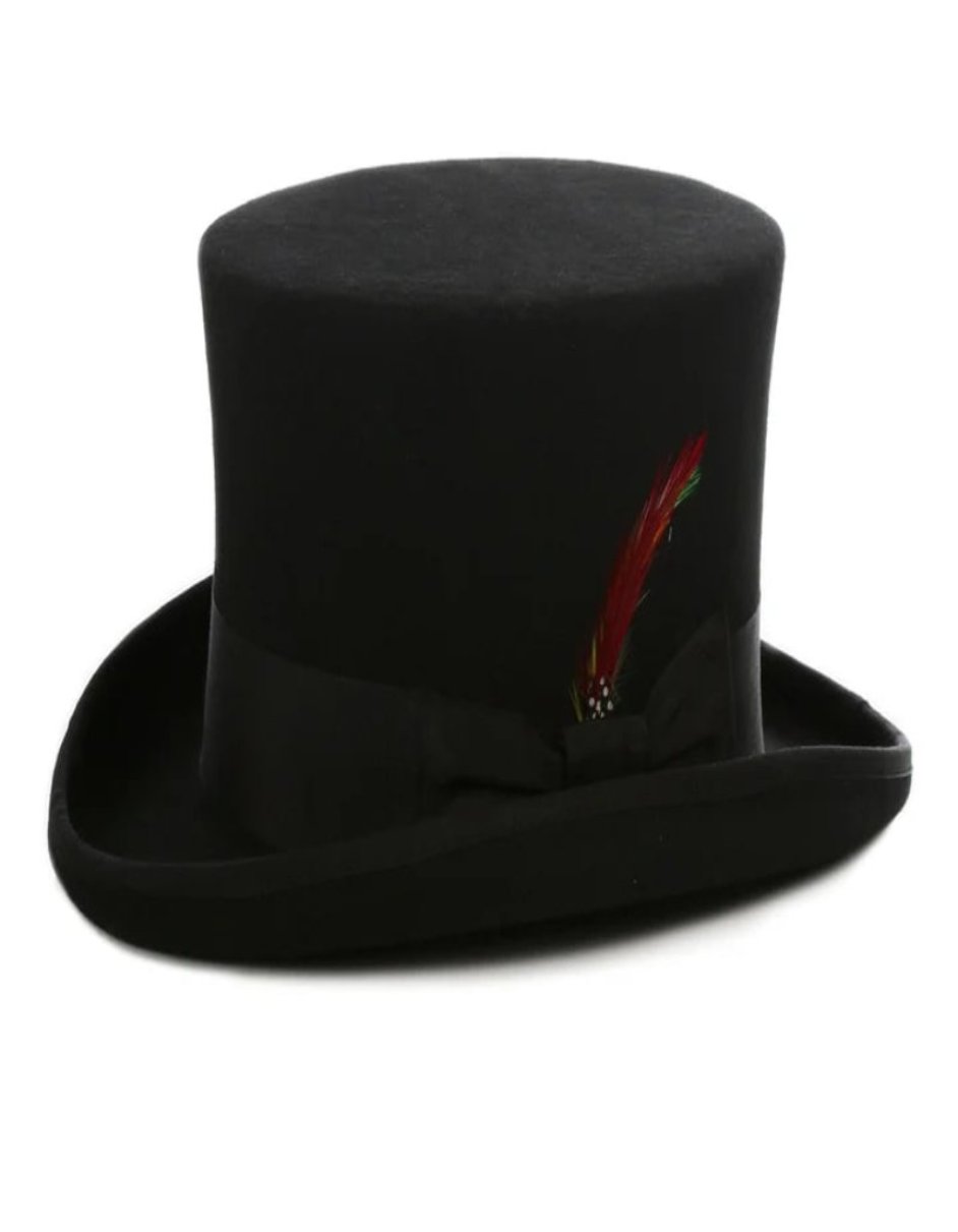 Victorian Steampunk Top Hat - 1800 19th Century - Dressy Loden Felt Top Black Hat by USA Men's Outlet