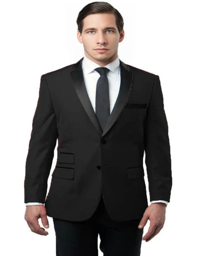 Cheap Tuxedos - Affordable Prom Suit - Men's Slim Fit Two Button Notch Lapel Black Tuxedo