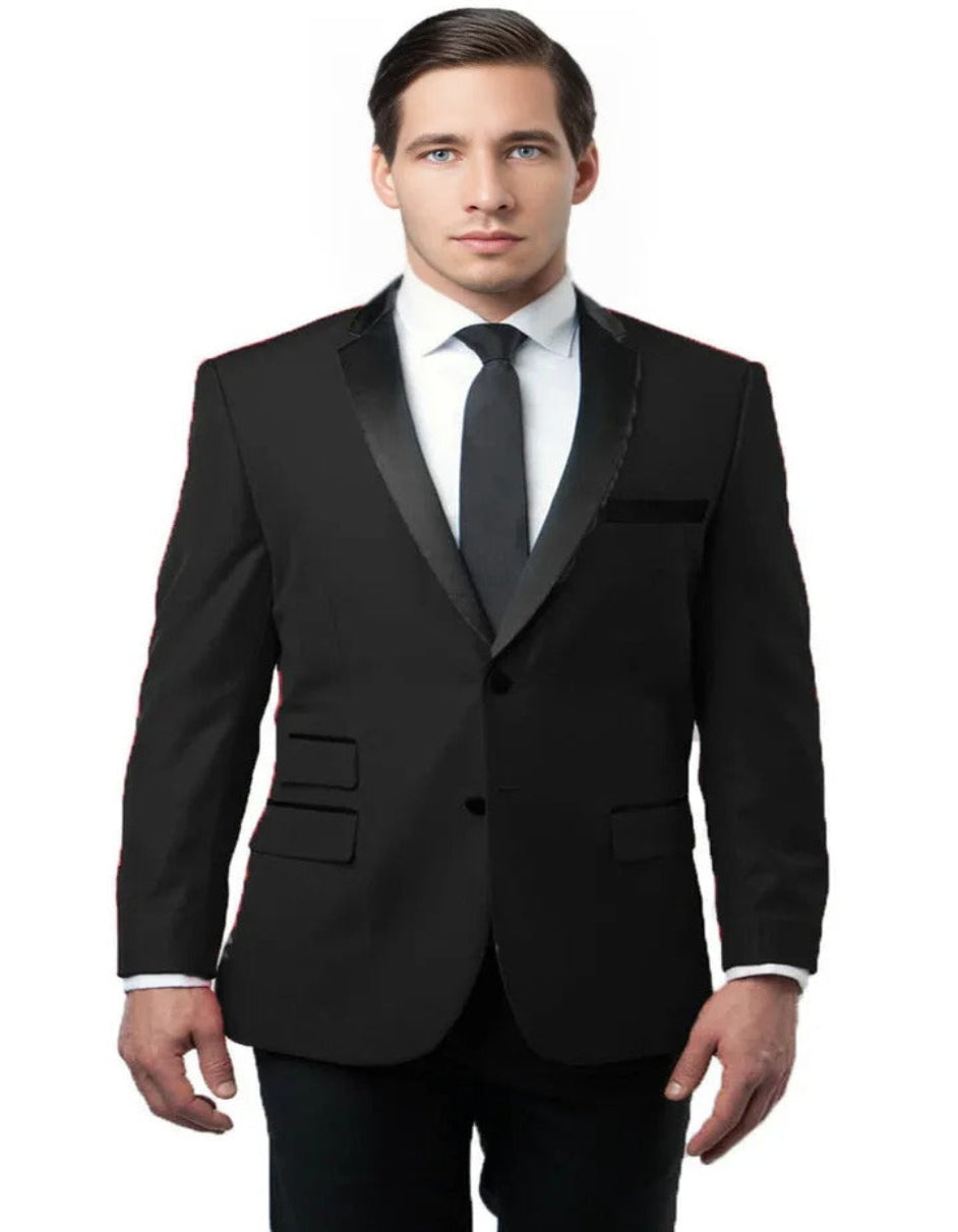 Cheap Tuxedos - Affordable Prom Suit - Men's Slim Fit Two Button Notch Lapel Black Tuxedo