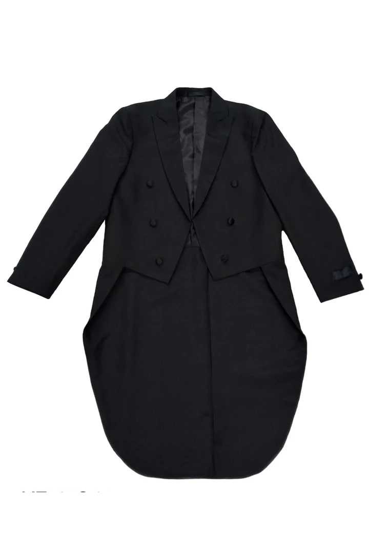 Black Prom Suit - Men's Modern Fit Poplin Tail Black Tuxedo