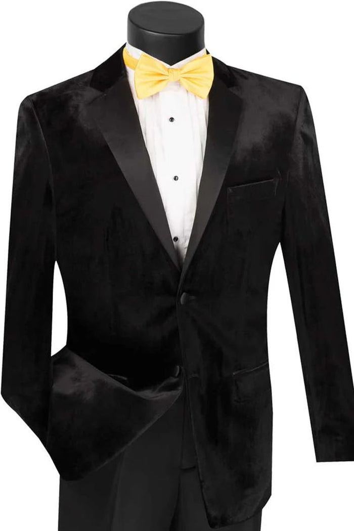 Black Prom Suit - Mens Modern Designer Velvet Prom and Wedding Black Tuxedo