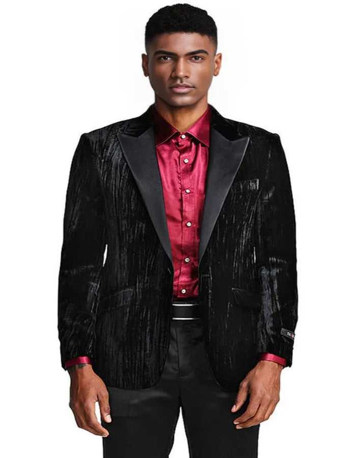 Cheap Tuxedos - Affordable Prom Suit - Men's Textured Velvet Prom Black Tuxedo Affordable Prom Suit