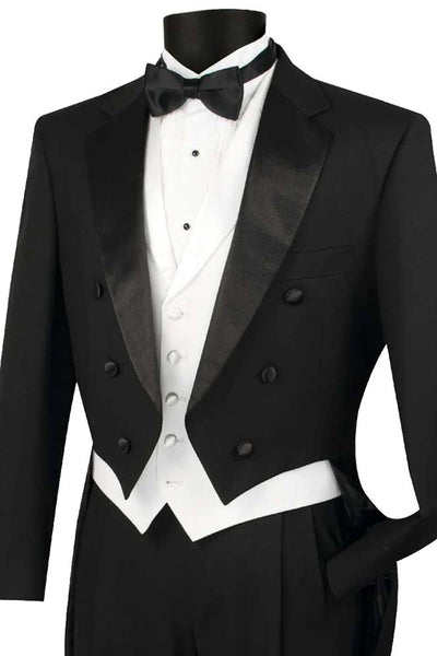 Mens 80s Prom Suit Perfect Outfit - Mens Classic Vested Tail Wedding Black Tuxedo