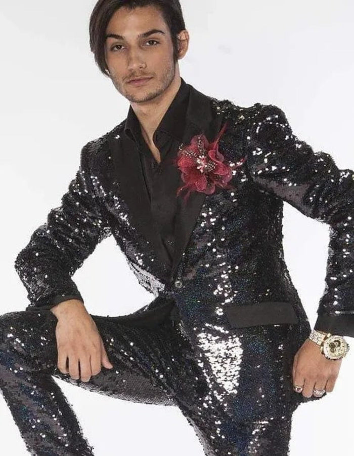 Mardi Gras Outfit - Mardi Gras Blazer For Men in Color Red in Sequin Fabric by Menssuitsatlantain