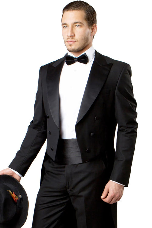 Black Prom Suit - Men's Classic Designer Long Tail Black Tuxedo