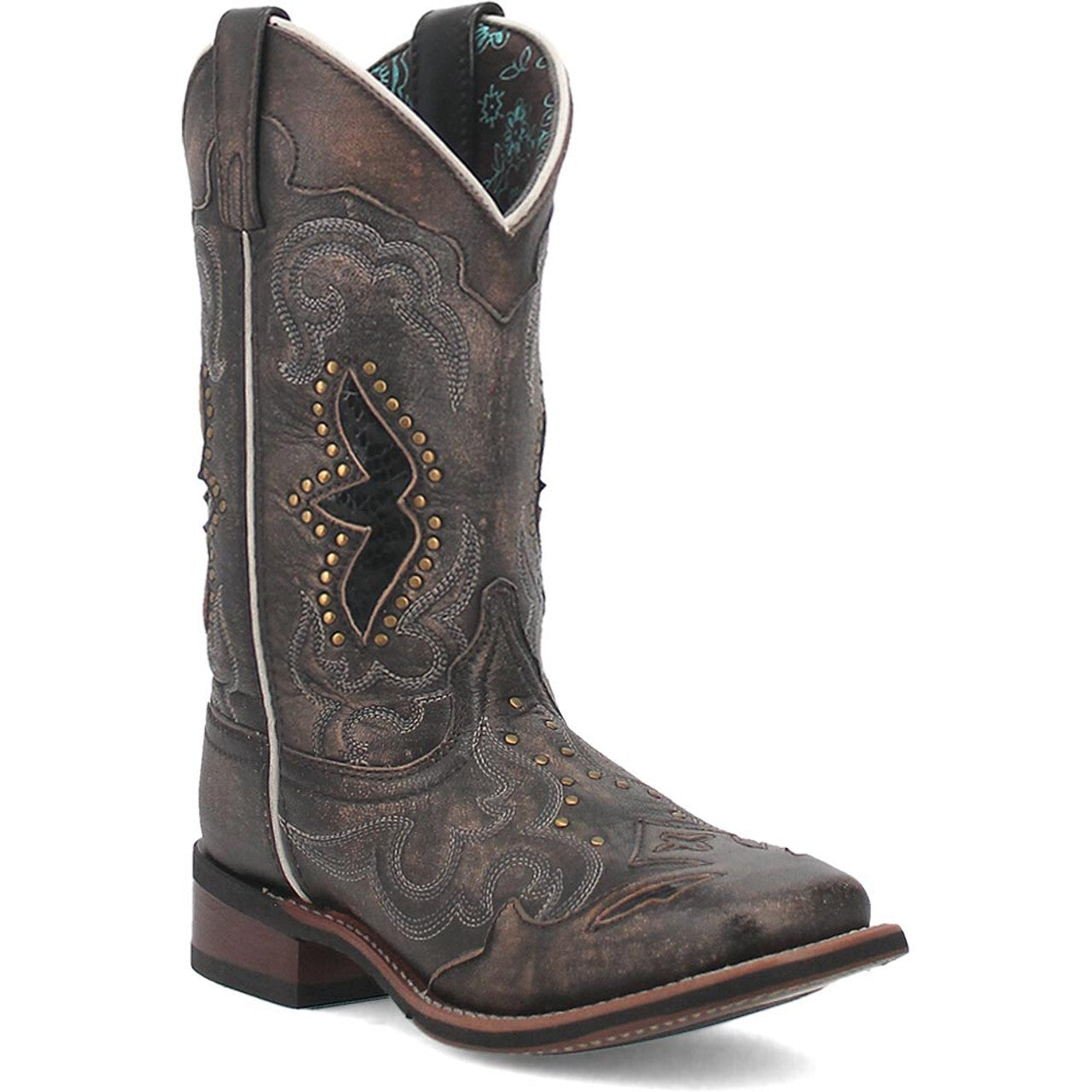 Laredo Spellbound Black Tan Broad Square Toe Women Boots