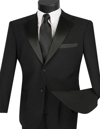 Cheap Tuxedos - Affordable Prom Suit - Mens Classic 2 Button Poplin Black Tuxedo