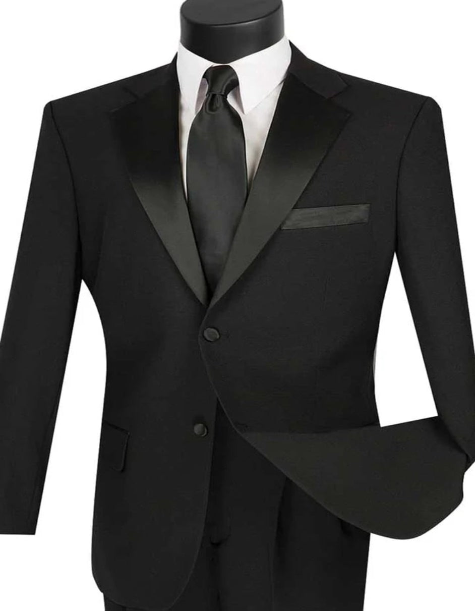 Cheap Tuxedos - Affordable Prom Suit - Mens Classic 2 Button Poplin Black Tuxedo