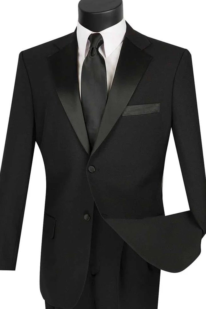 Unique Prom Suits - Interesting Fun - Mens Classic 2 Button Poplin Black Tuxedo