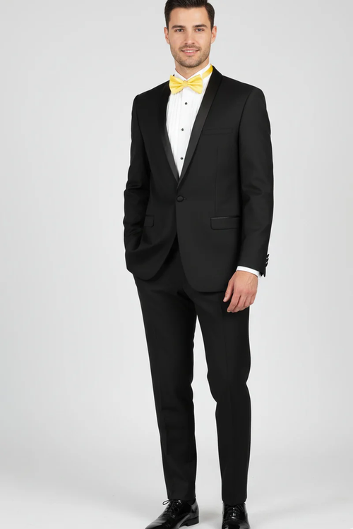 Black Vinci 1-Button Shawl Tuxedo
