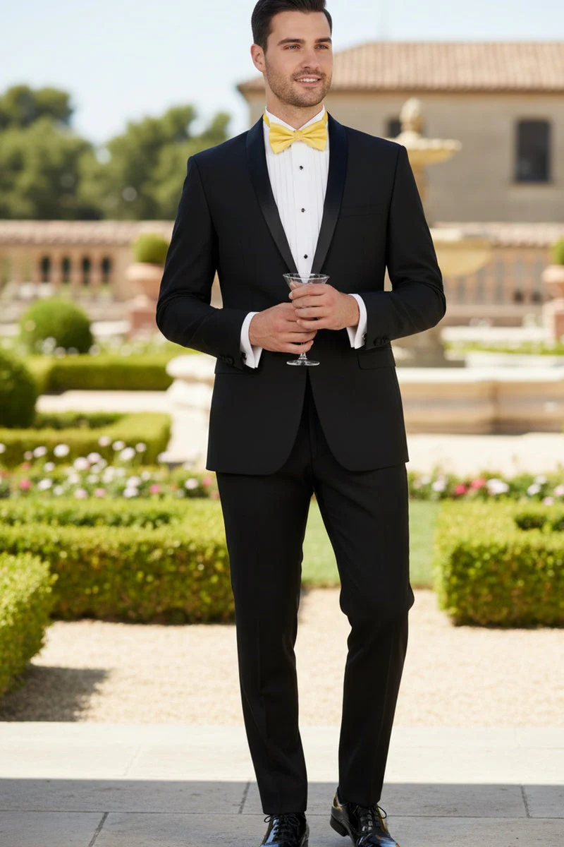 Black Vinci 1-Button Shawl Tuxedo