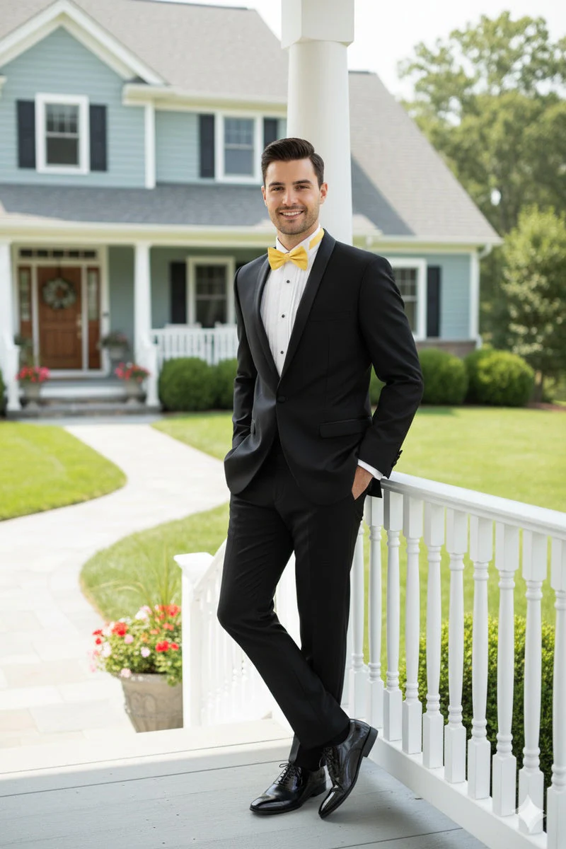 Black Vinci 1-Button Shawl Tuxedo