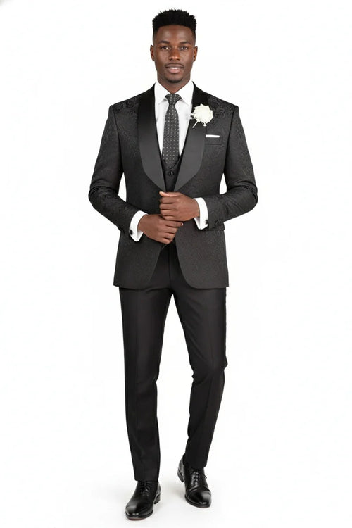 Black Vinci 1-Button Shawl Tuxedos