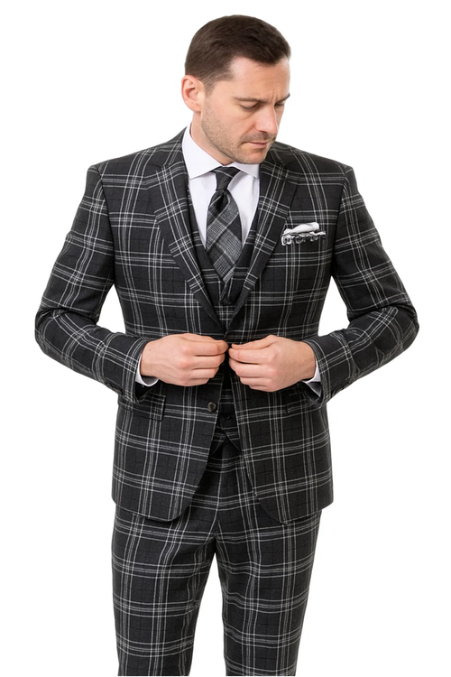 Black Windowpane Pane Suit