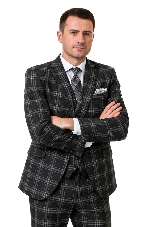Black Windowpane Pane Suit