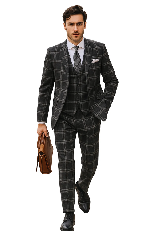 Black Windowpane Pane Suit