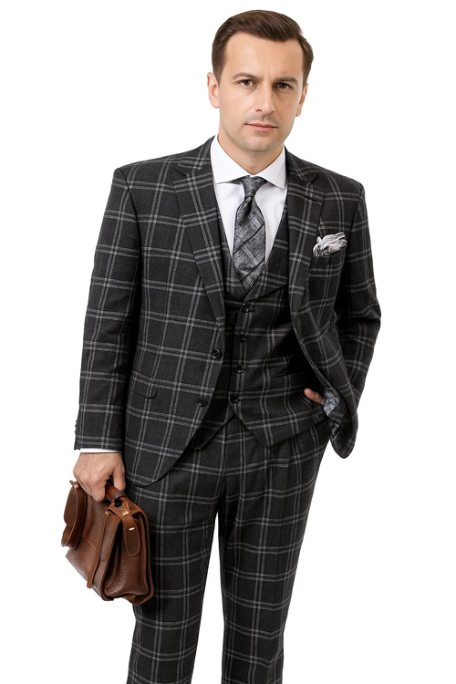 Black Windowpane Pane Suit