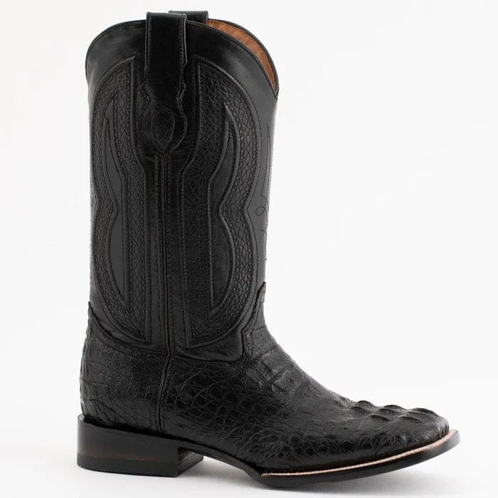 Ferinni Boot - Mens Dress Cowboy Boot  - Ferrini Men's Dakota Hornback Caiman Western Boots - Square Toe Handcrafted Black  in Black – SuitUSA