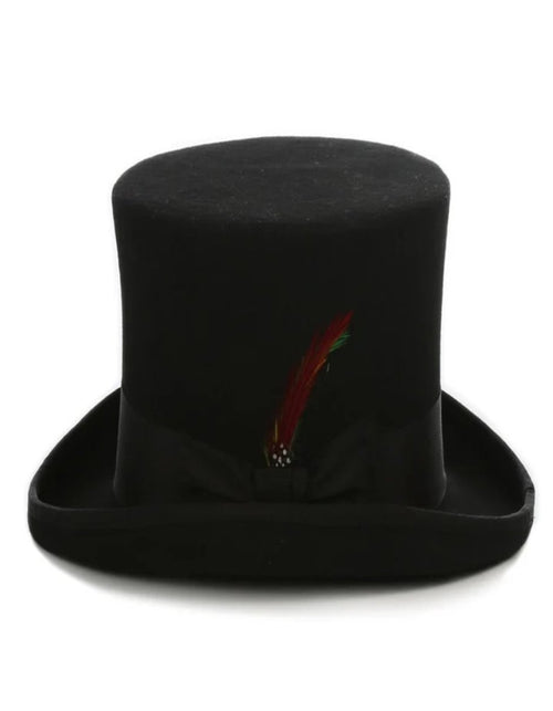 Victorian Steampunk Top Hat - 1800 19th Century - Dressy Loden Felt Top Black Hat by USA Men's Outlet