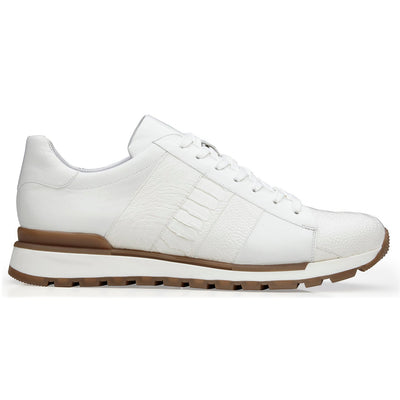 Belvedere Blake White Ostrich Leather Luxury Shoe
