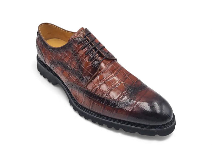 Carrucci Blucher Style Alligator Embossed Oxford