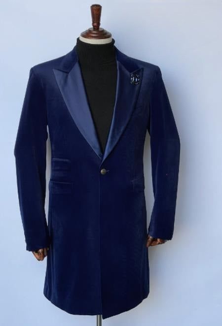 Velvet Long Coat - Velvet Carcoat - R-BlueCoat by USA Men's Outlet