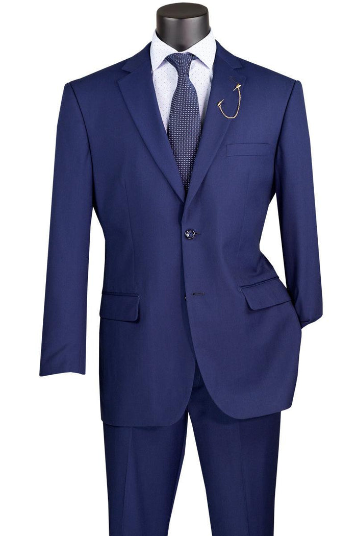 Blue Regular Fit Two Piece Suit by Vinci